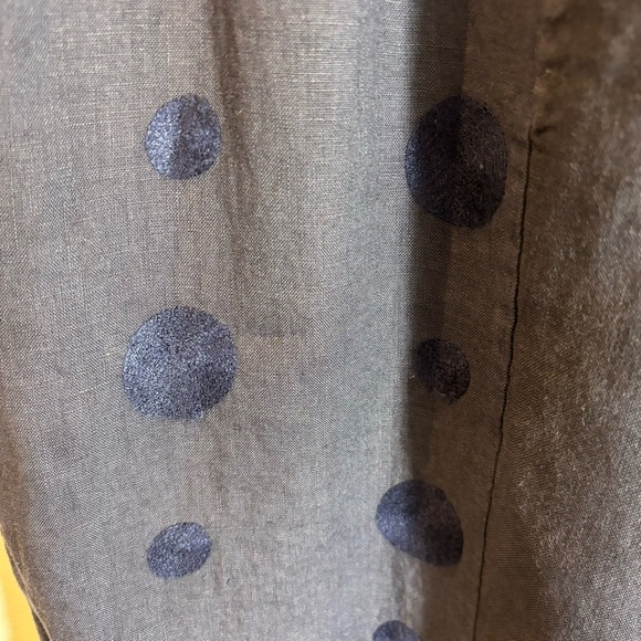 AMO Sz L-XL 100% Linen Harem Gathered Hem Polka Dots Soft Waist Slinky Pants - Picture 5 of 9